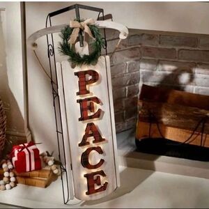Illuminated Wooden Sleigh Holiday Message by Valerie Parr Hill-Peace Christmas